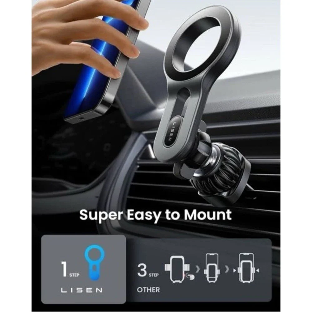LISEN Magnetic Pro Car Mount for iPhone Black Model H739 New Open Box